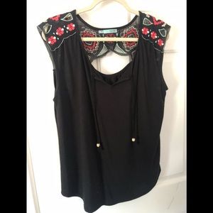 Black embroidered top